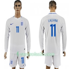 Camisolas de Futebol Inglaterra Lallana 11 Equipamento Principal Copa do Mundo 2018 Manga Comprida